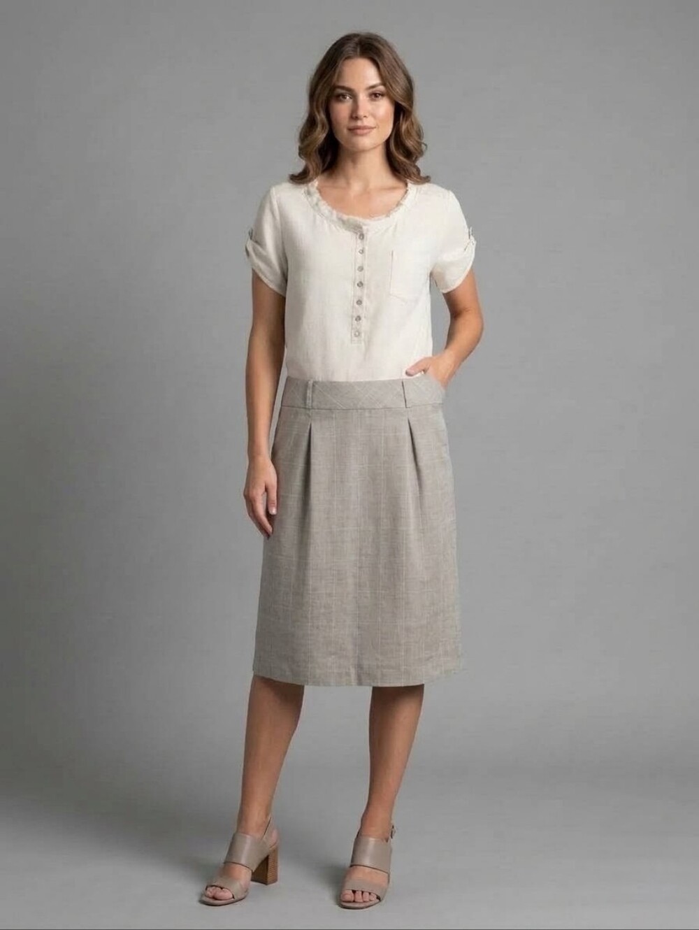 Mexx Two-Tone Pleated A-Line Midi Dress